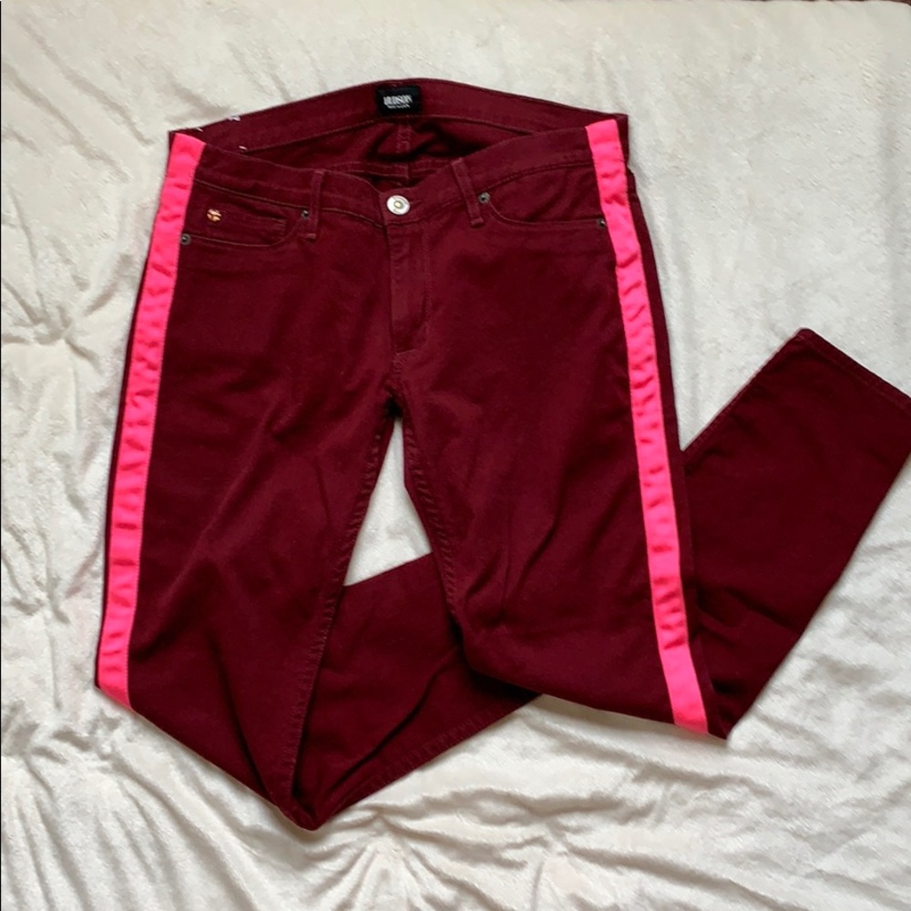 HUDSON LouLou Tux Skinny Jeans, Sz30, BurgundyPink